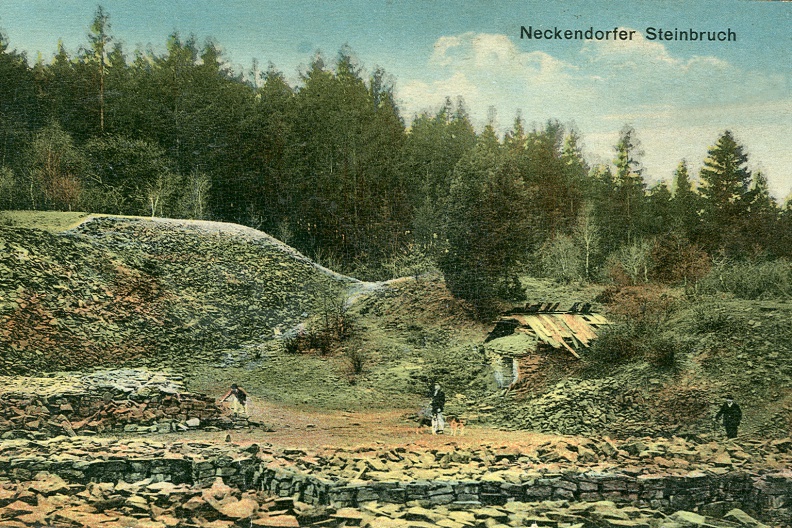 Historische Ansichtskarte von dem Neckendorfer Steinbruchbetrieb (Sammlung P. Lindner) 
