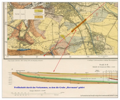 Profil A-B mit KohleEisleben - Geologische Spezialkarte 1929 50