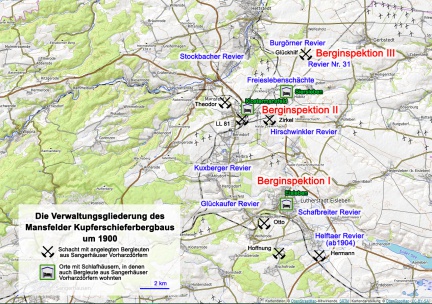 Abb 4 Schächte mit Anlegung von Bergleuten aus den Sangerhäuser Vorharzdörfern